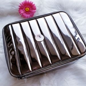 Lancome Chrome Cosmetic Makeup Bag TRAIN CASE
